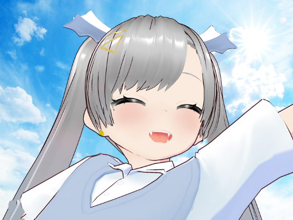 青空の下で笑顔な青空ニコ