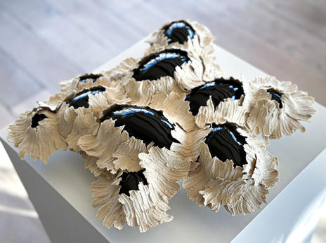 In this series of ceramic sculptures, I focus on exploring the interplay between the balance of order, mathematical precision, and the chaotic beauty of nature.
In my sculptures, I aim to capture this dynamic tension by contrasting geometric shapes and chaotic textures. I exert control over the chaos by guiding the movement of surfaces along the contours of my geometric forms. I prefer to showcase my materials' natural colors. Sometimes I like to use pigmented clay instead of glazing. I like the understated elegance of matte surfaces, as opposed to the more dramatic look of a glossy finish. I only resort to glazing when it is necessary to enhance the visual contrast in my work.