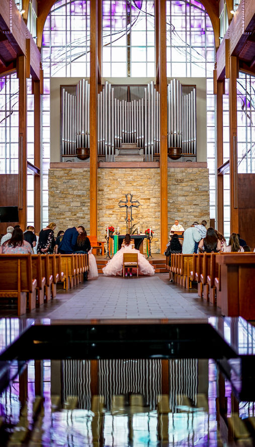 Quinceañera ceremony in catholic church