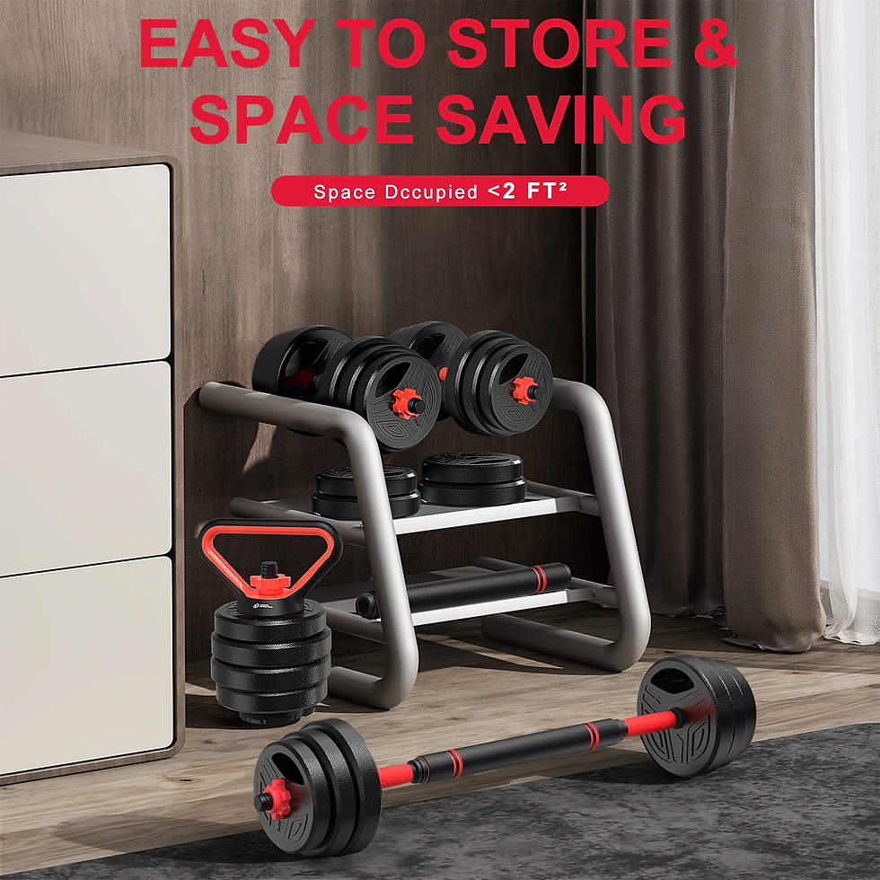 Thumbnail: 3-in-1 Dumbbells Set 20 kg Adjustable Dumbbells with Extra Barbell Bar Plastic-C