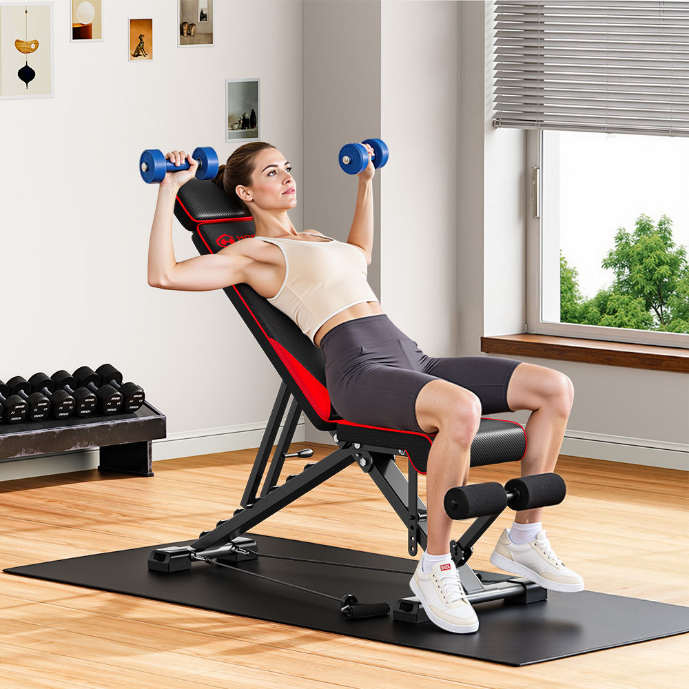 Adjustable Weight Bench with Resistance Bands Folding Weight Bench for Full Body