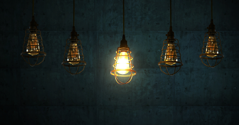 Working and non-working light bulbs.