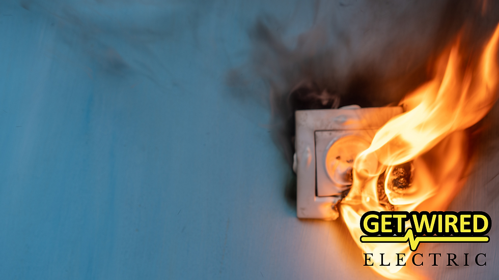 An electrical outlet caught on fire.