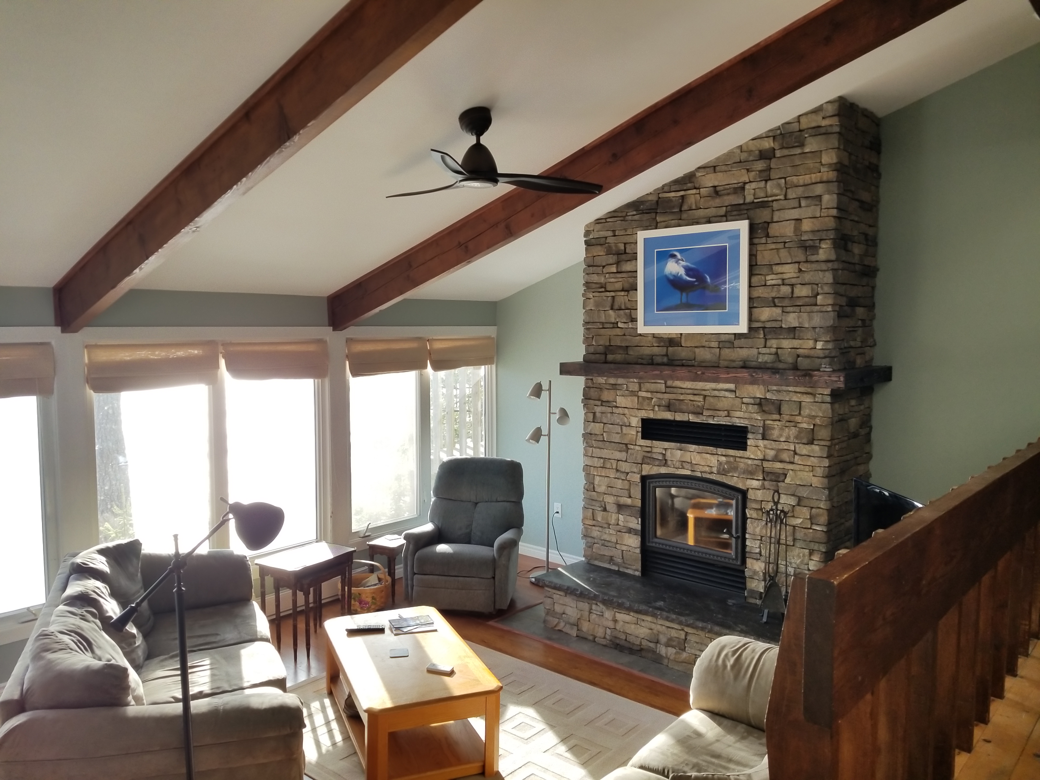 Stone Fireplace & Mantle