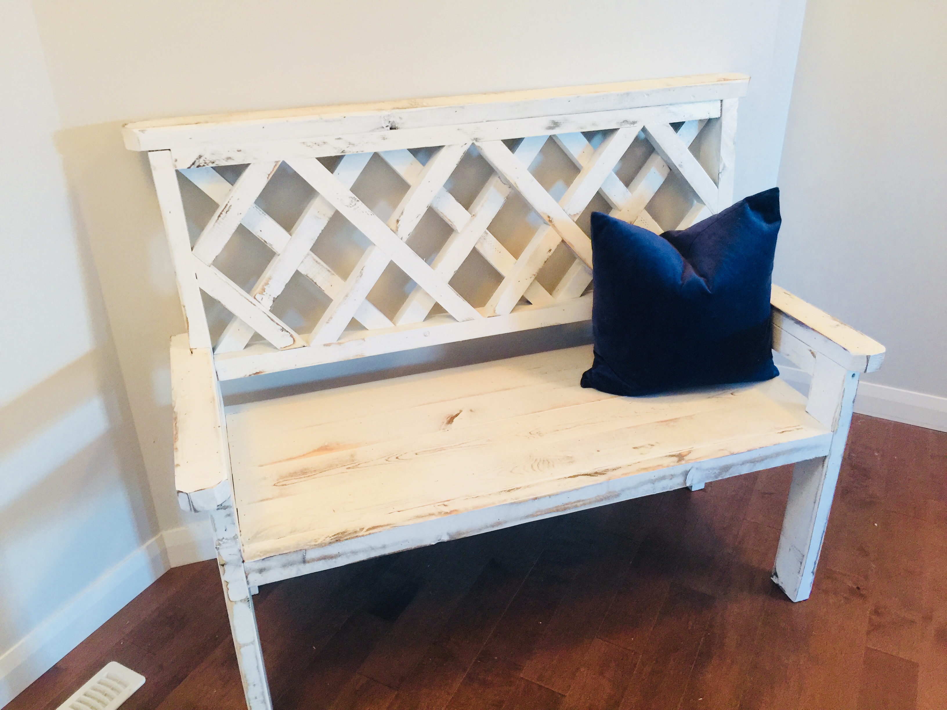 Rustic White Bench