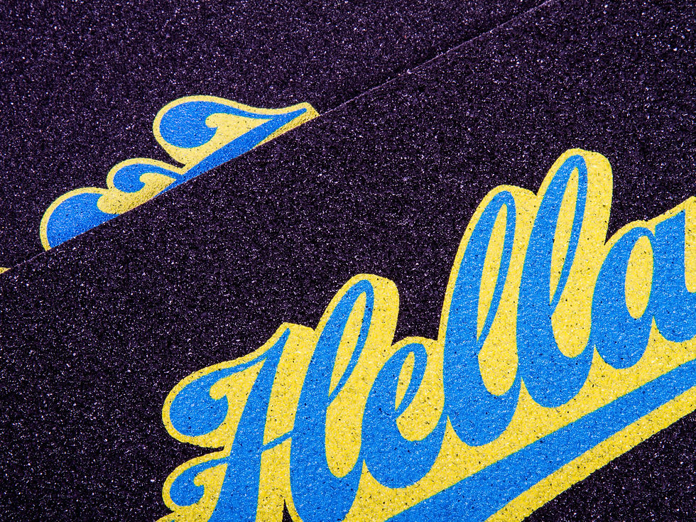 Thumbnail: Hella Grip – Classic Logo GripTape (Blue & Yellow) [6″ x 24″]