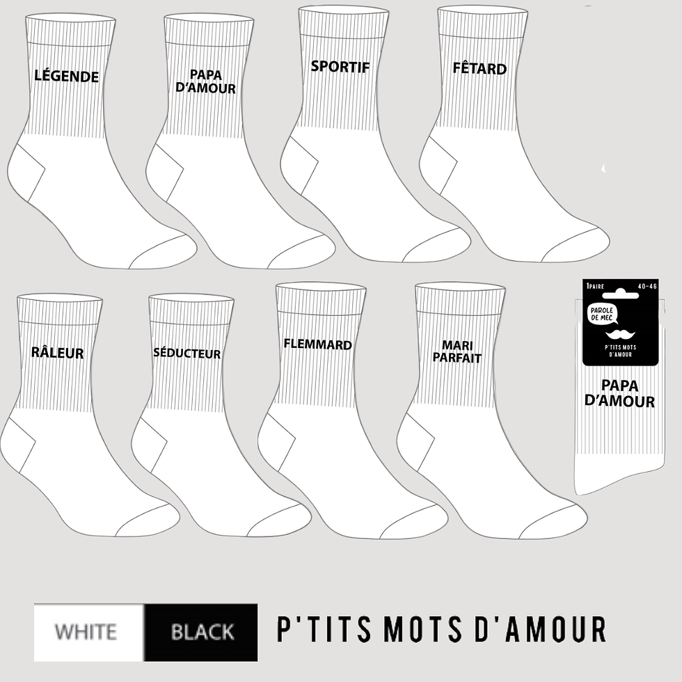 Miniature : MI- CHAUSSETTE BLANCHE A MESSAGE POUR HOMME