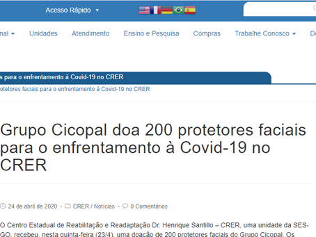 Cicopal doa 200 protetores faciais para o CRER e ganha destaque em matéria do Agir Saúde.