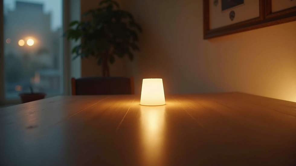 Close-up de luminária de mesa moderna com luz suave