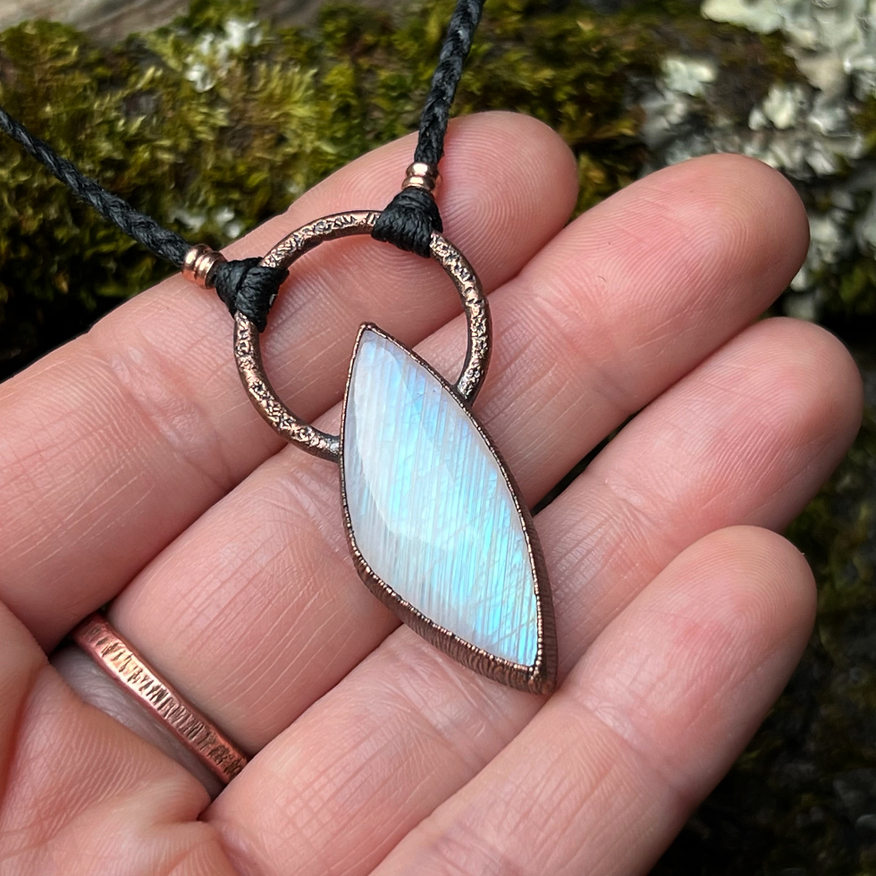 Miniaturbild: Regenbogen Mondstein Kette | verkupfert