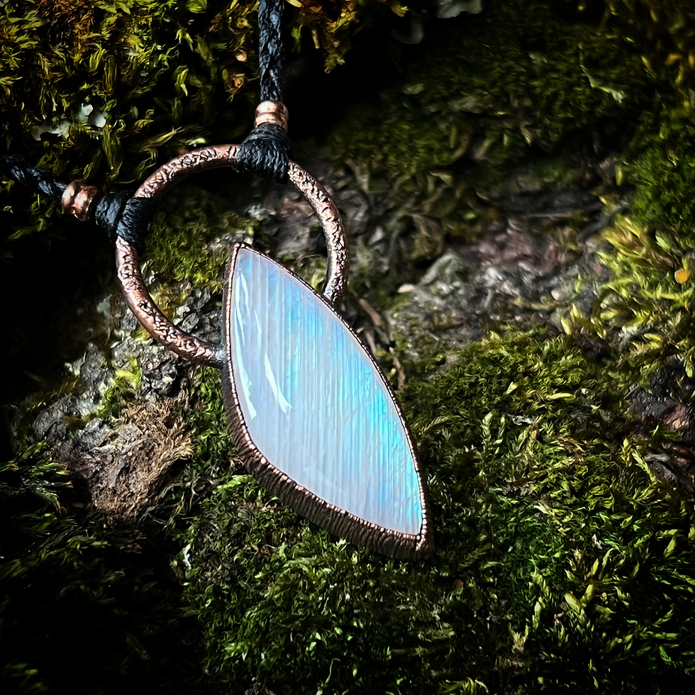 Miniaturbild: Regenbogen Mondstein Kette | verkupfert