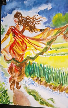 Breezy saree, evocative of the atmosphere