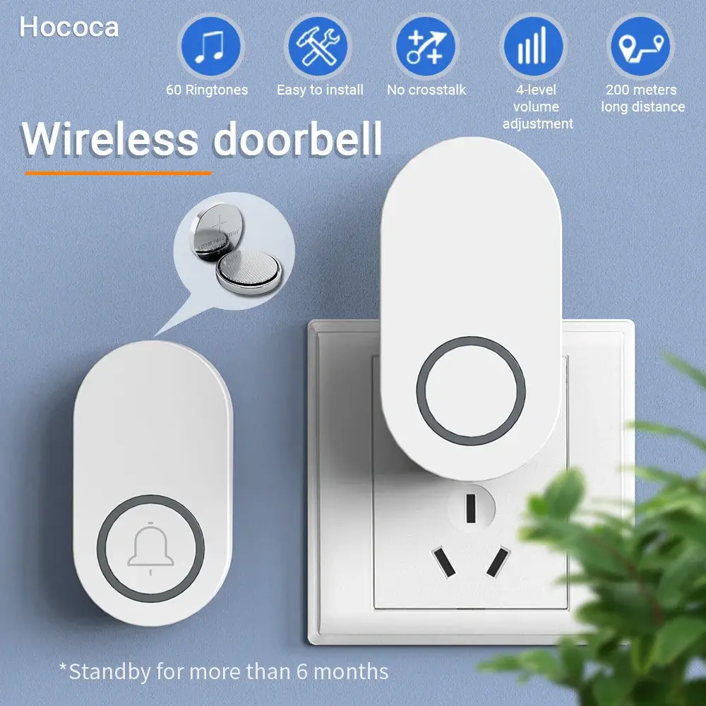 Hococa wireless doorbell with receiver and push button
