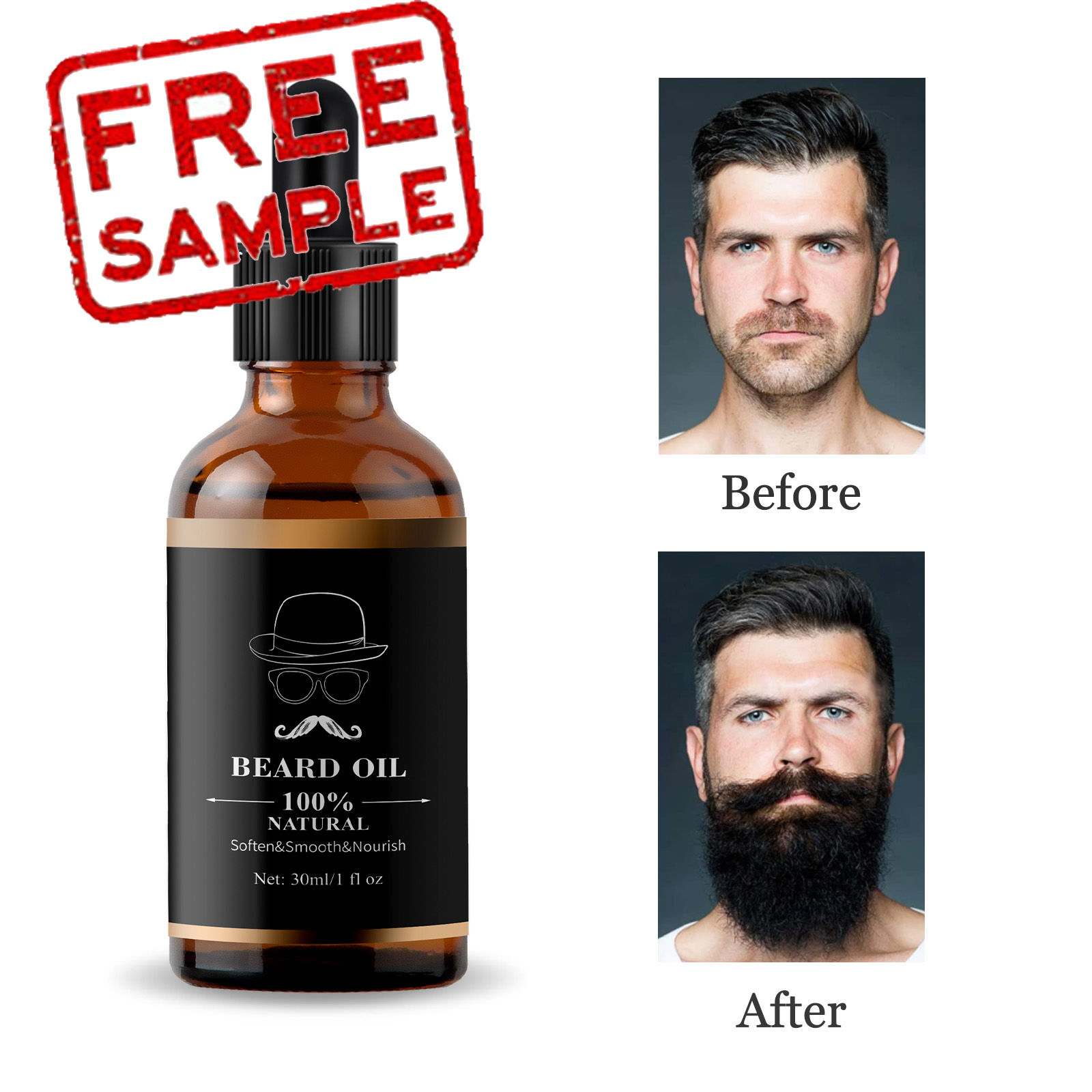 Organic beard growth oil free sample before and after results