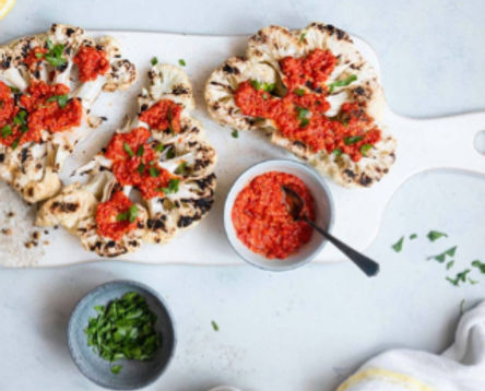 Cauliflower Steak with Red Pepper Relish