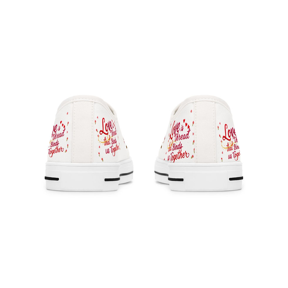 Thumbnail: Heart Chain Love Quote Women's Low Top Sneakers | Romantic Valentine Shoes