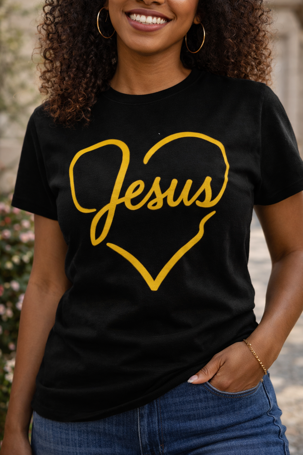 Jesus Heart Tee | Christian Faith Script Shirt