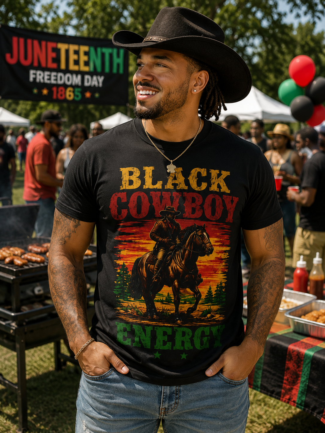 Black Cowboy Energy T-Shirt | Western Rider Graphic Shirt