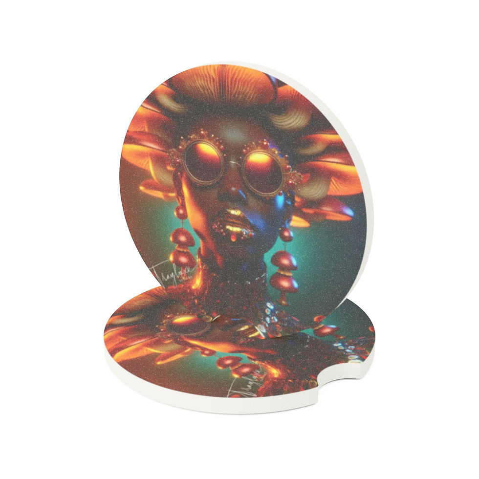 Thumbnail: Afrofuturist Goddess Car Coaster Soapstone Style Car Coaster