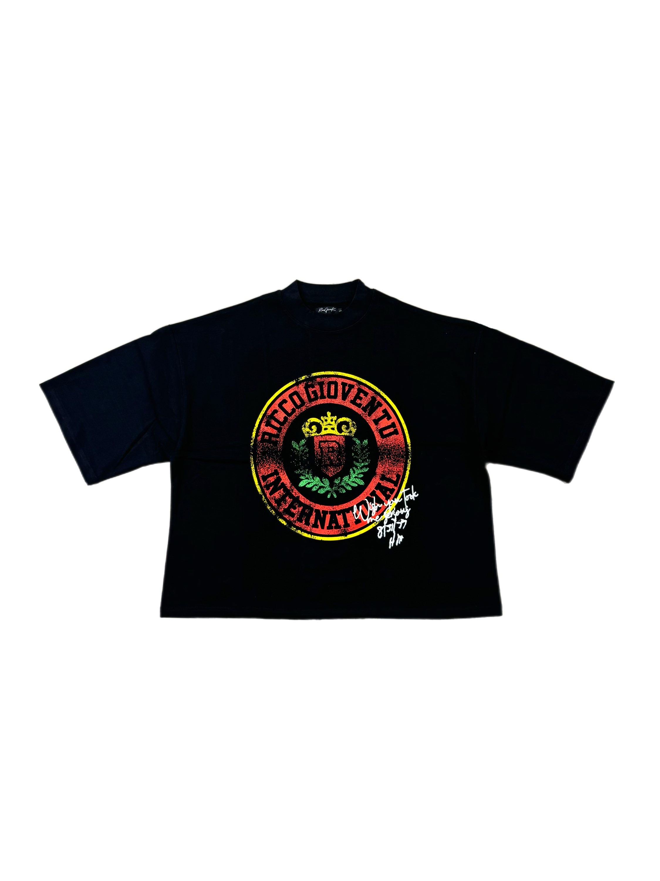Black “Ivy League” Oversized Cropped Tee