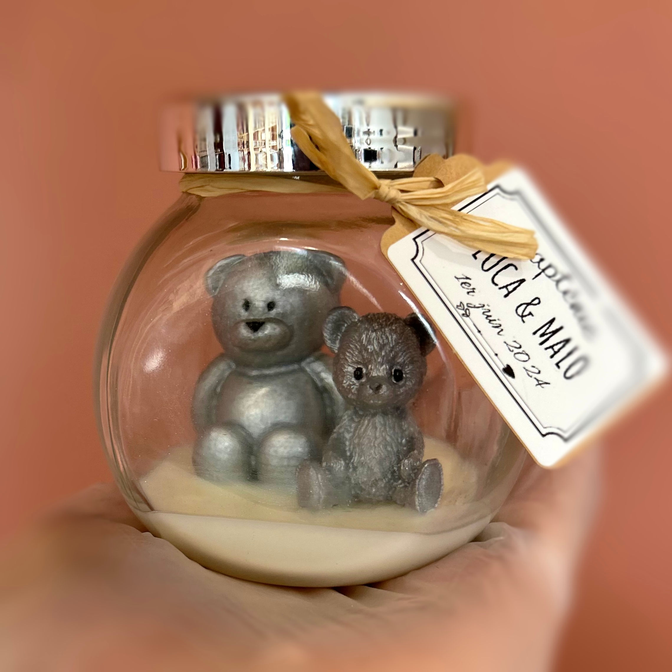 Bougie baptême ourson