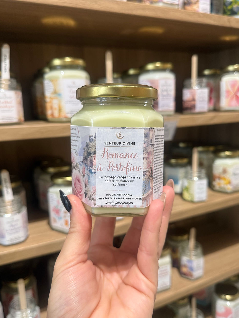 Bougie confiture artisanale Romance à Portofino en bocal en verre — Senteur Divine, Pauillac