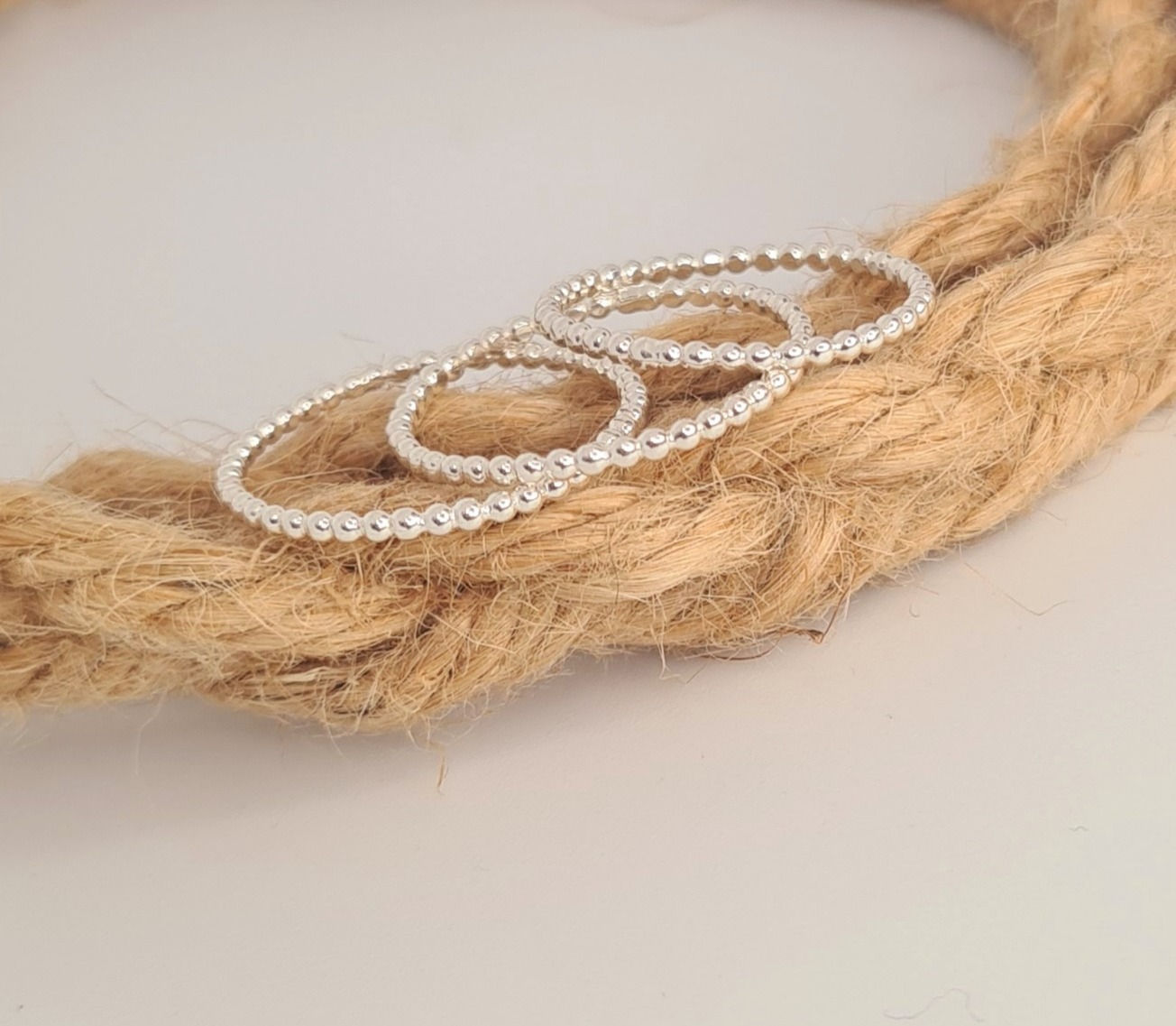 Beaded Skinny Stacker Ring