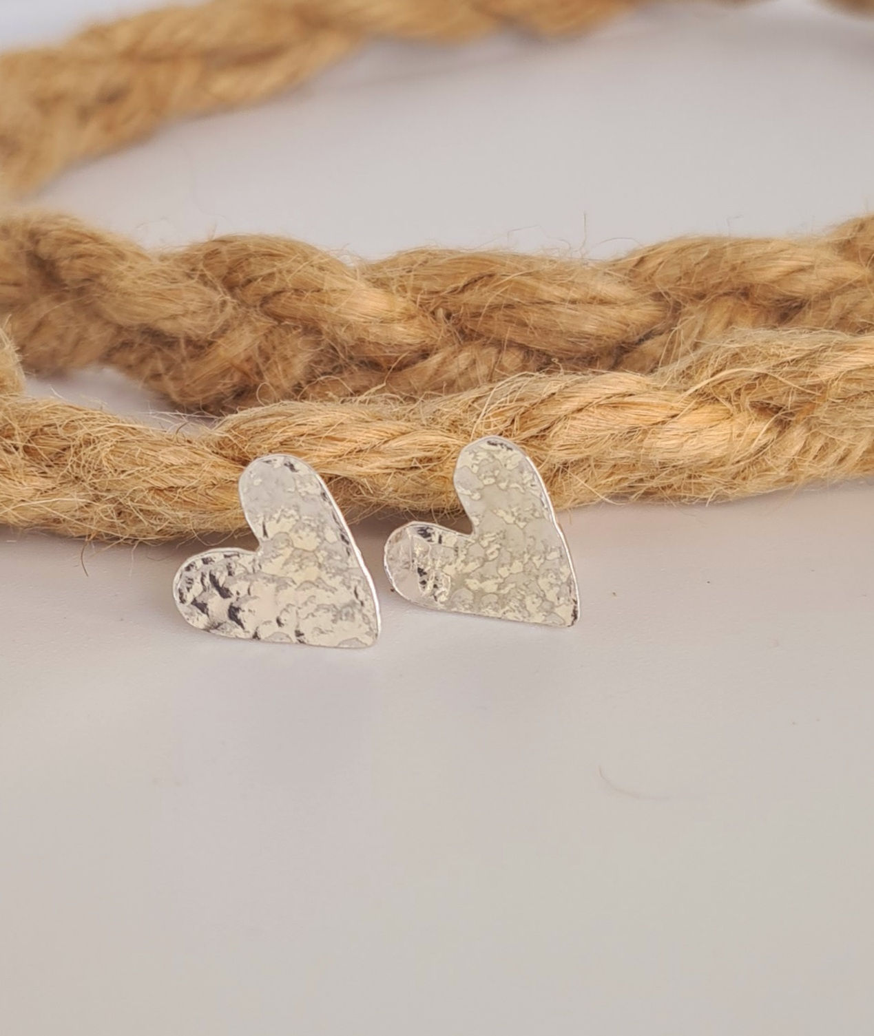 Hammered Heart Studs