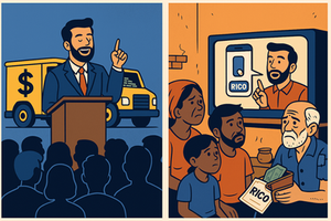 Figura ilustrativa sobre as más influencias que roubam o dinheiro do povo