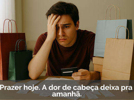 Jovem preocupado como pagar as contas depois de comprar demais