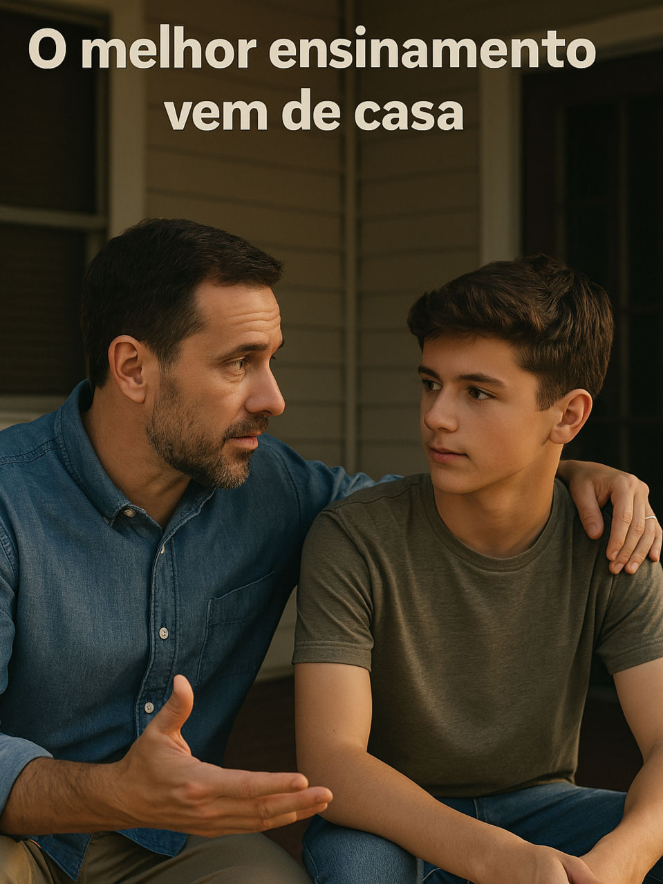 Pai e filho conversando sobre responsabilidades e projeto de vida