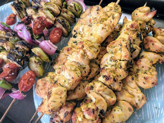 Spicy Greek Seasoned Chicken and Veggie Kabobs (FTDI)