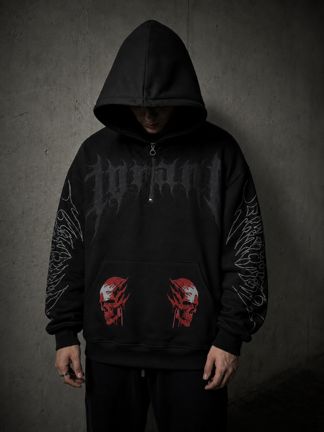 Hell Skull Hoodie Oversize Franela Algodón