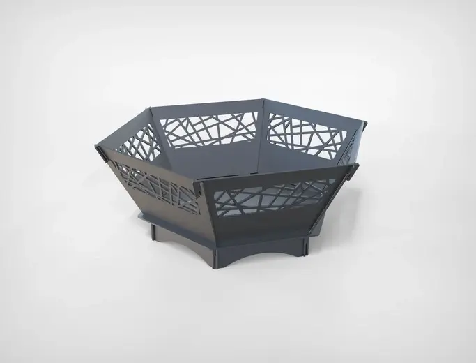 Thumbnail: Hexagon Fire Pit-Grill with ornament, Collapsible, Barbecue