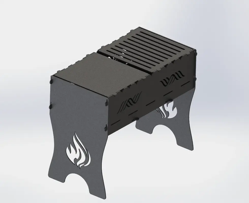 Thumbnail: Collapsible Camping Fire Pit-Grill, Barbecue, Mangal - "Stand"