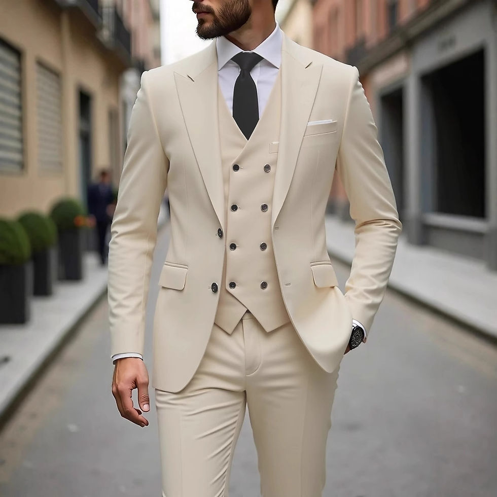 Thumbnail: Classic Wedding Tuxedos Slim Fit Bridegroom For Men 3 Pieces Groomsmen Suit Male