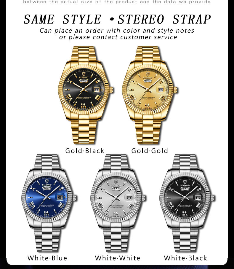 Thumbnail: BINBOND Brand Mens Business Sports Quartz Watch Classic Waterproof Luminous Cale