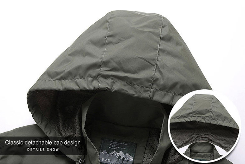 Thumbnail: Windbreaker Men Tactical Jacket Waterproof Outdoor Hooded Coat Sports Military E