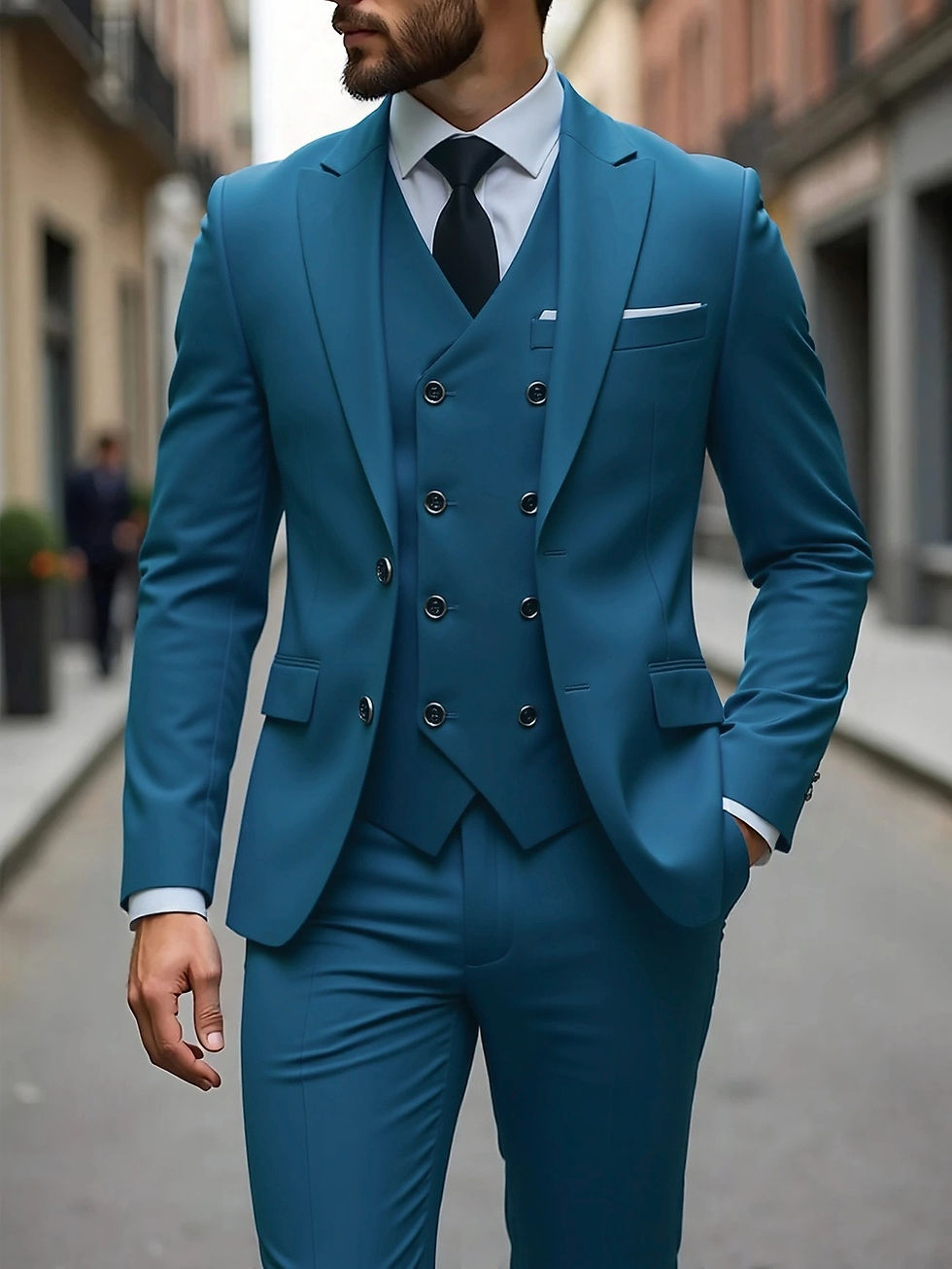 Thumbnail: Classic Wedding Tuxedos Slim Fit Bridegroom For Men 3 Pieces Groomsmen Suit Male