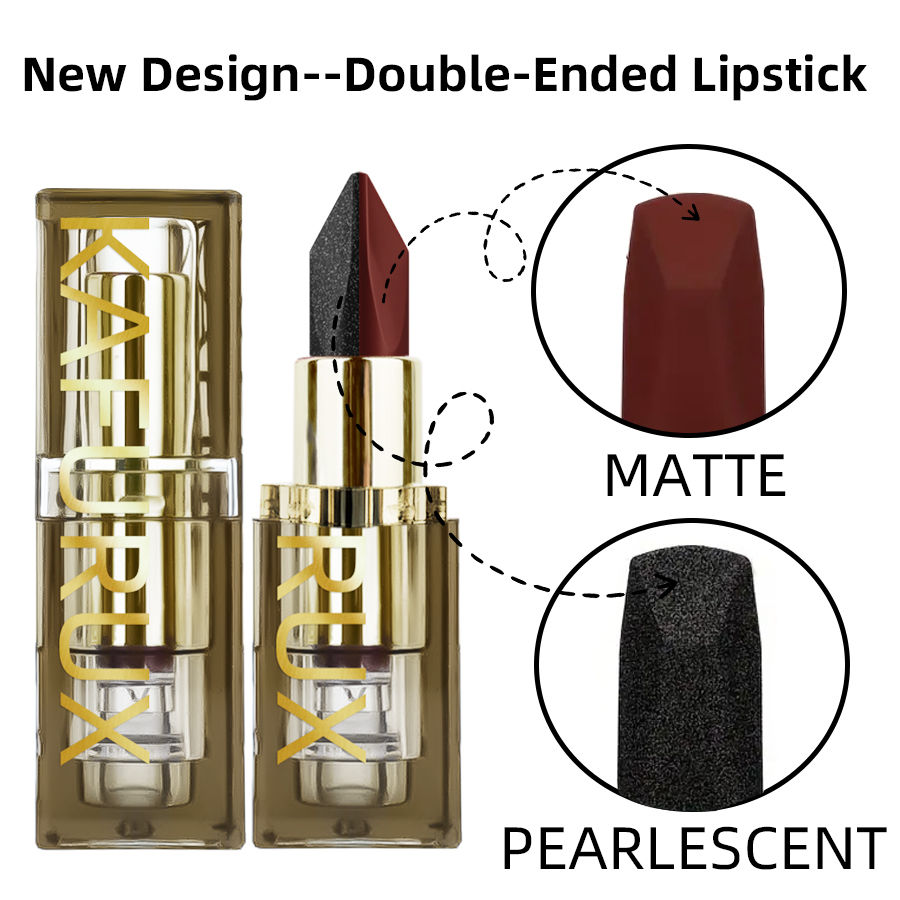 Thumbnail: 1PC Glitter Waterproof Two-tone Lipstick Matte Non-stick Pearlescent Diamond Lip