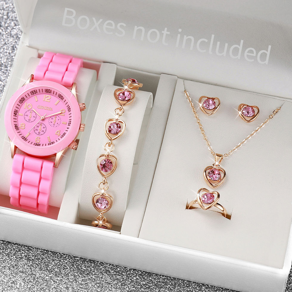 Thumbnail: 5/6PCS Women Watches Fashion Silicone Band Women Quartz Watches Jewelry Set Relo