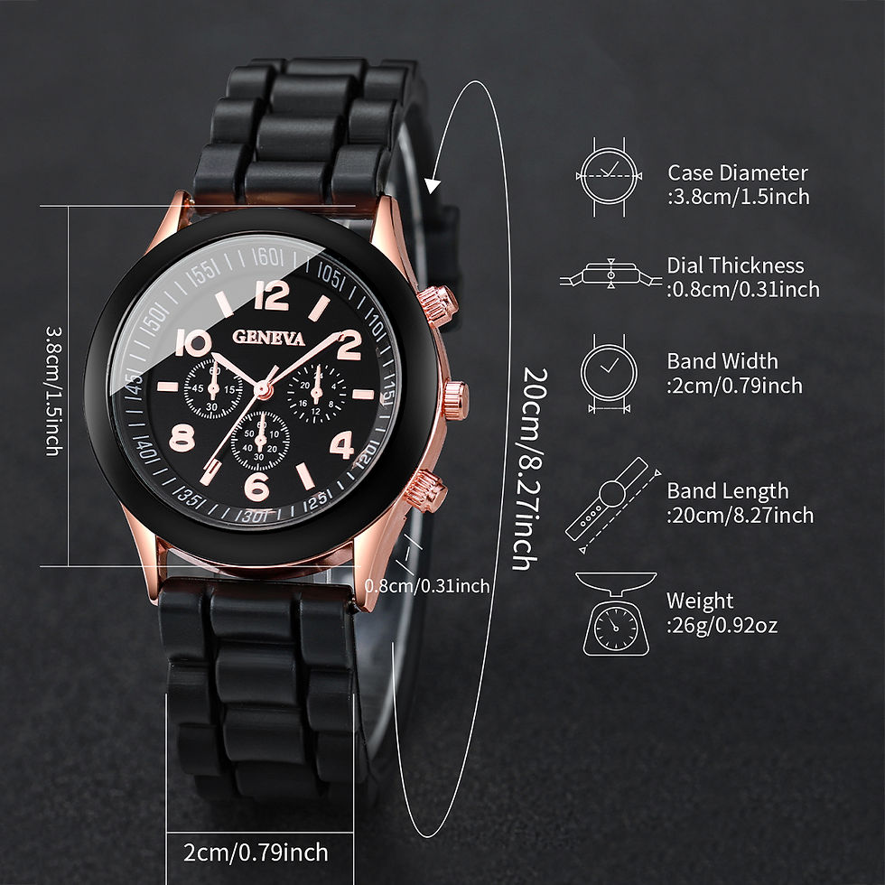 Thumbnail: 5/6PCS Women Watches Fashion Silicone Band Women Quartz Watches Jewelry Set Relo