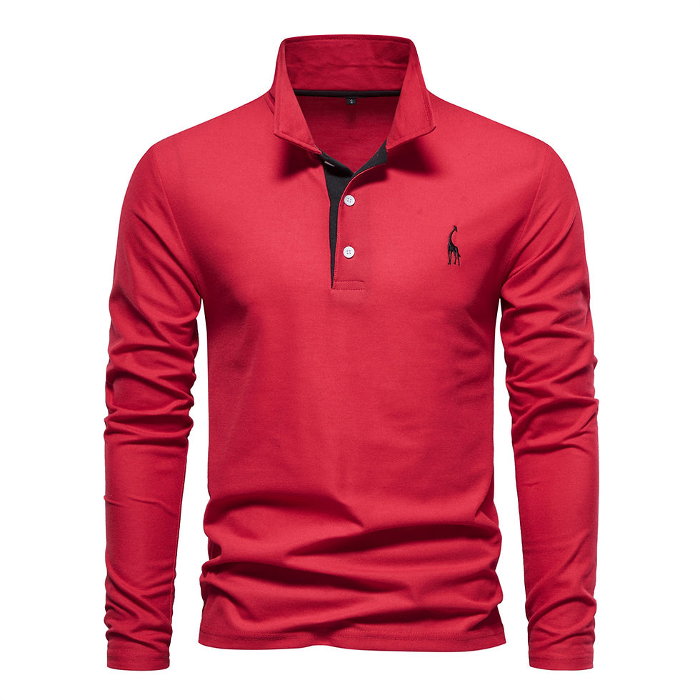 Thumbnail: AIOPESON 2023 New Men's Deer Embroidery Polo Shirts Solid Color Long Sleeve Soci