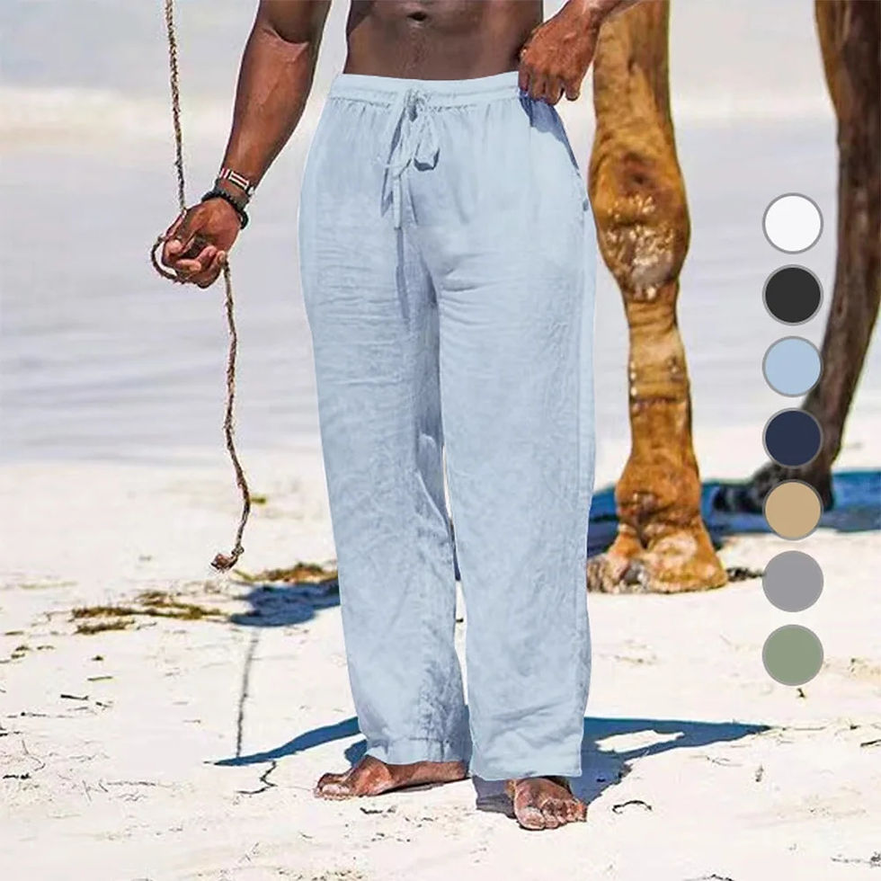 Thumbnail: 2025 summer men's cotton and linen oversized wide leg pants, men's artistic styl