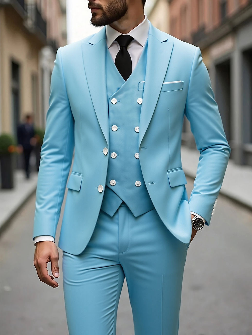 Thumbnail: Classic Wedding Tuxedos Slim Fit Bridegroom For Men 3 Pieces Groomsmen Suit Male