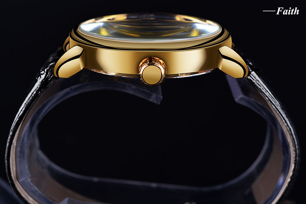 Thumbnail: Forsining 3d Logo Design Hollow Engraving Black Golden Case Leather Skeleton Mec