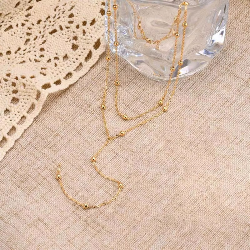 Thumbnail: Stainless Steel Lariat Necklace Gold Plated, Dainty Long Necklace Laryered Neckl