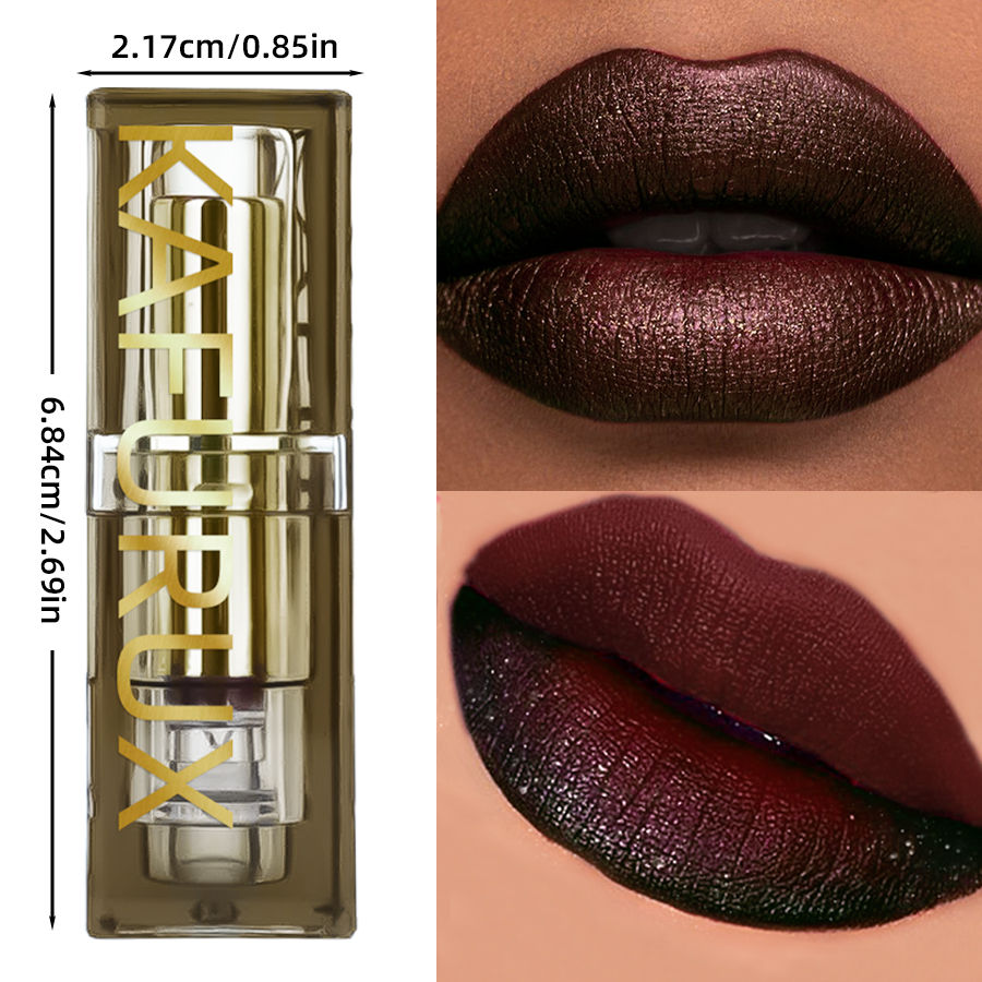 Thumbnail: 1PC Glitter Waterproof Two-tone Lipstick Matte Non-stick Pearlescent Diamond Lip