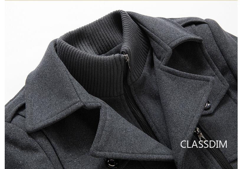 Thumbnail: Men Cashmere Trench Coats Winter Jackets Overcoats Wool Blends High Quality New 