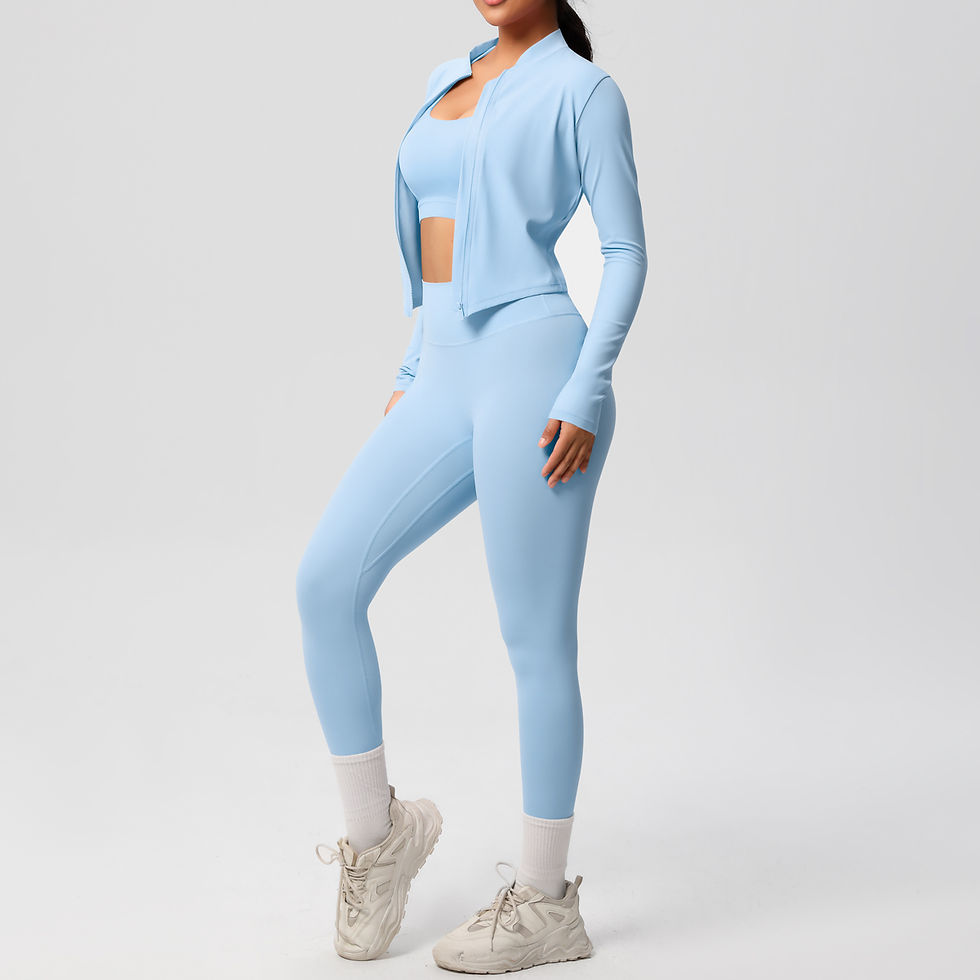 Thumbnail: 3pcs Sportswear Yoga Set Gym Sports Bra Zipper Jacket Leggings Clothes Sportswea